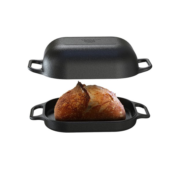 Encontraproduto.com.br - Assadeira Tampa Ferro Multiuso Levain Pão Rosca 2Em1 33X26Cm