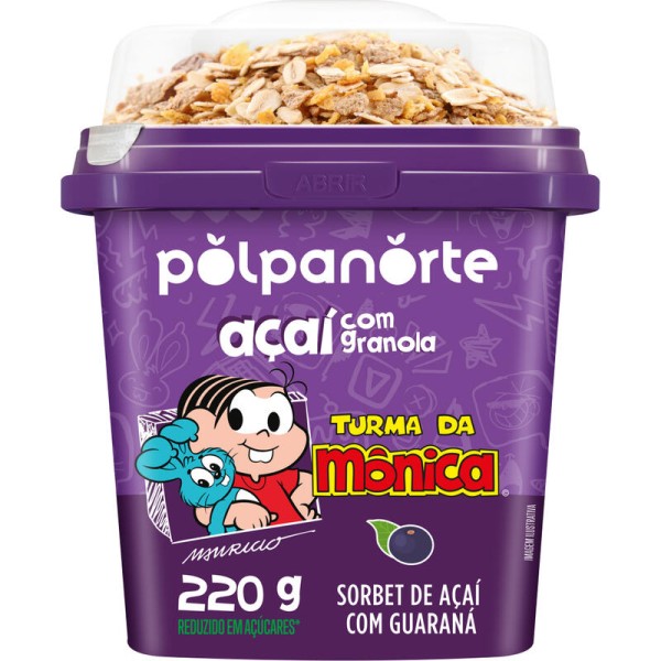 Sorbet Açaí POLPANORTE Turma da Mônica Com Granola 220g