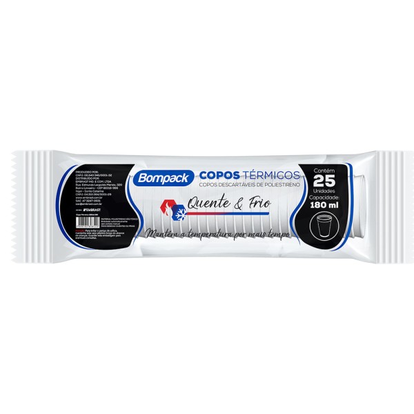 Encontraproduto.com.br - Copo Térmico Isopor Bompack 180ml 25 Unidades