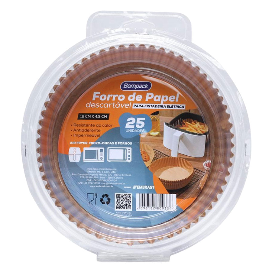 Encontraproduto.com.br - Bompack Forro De Papel P/Air Fryer Red C/25