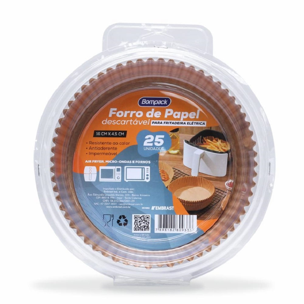 Encontraproduto.com.br - Bompack Forro De Papel P/Air Fryer Red C/25