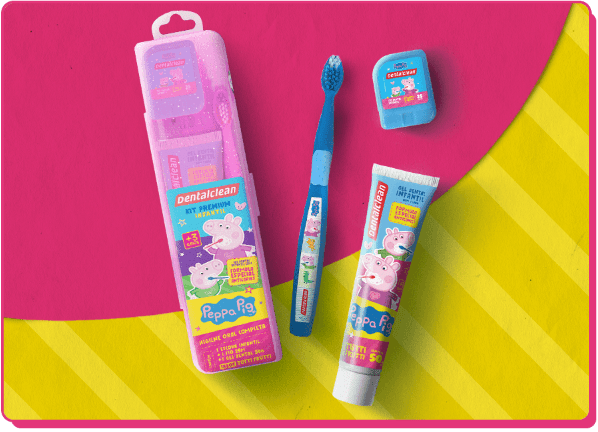 Encontraproduto.com.br - Escova Dental Infantil Peppa + Gel Dental Peppa com Flúor 50g - Dentalclean