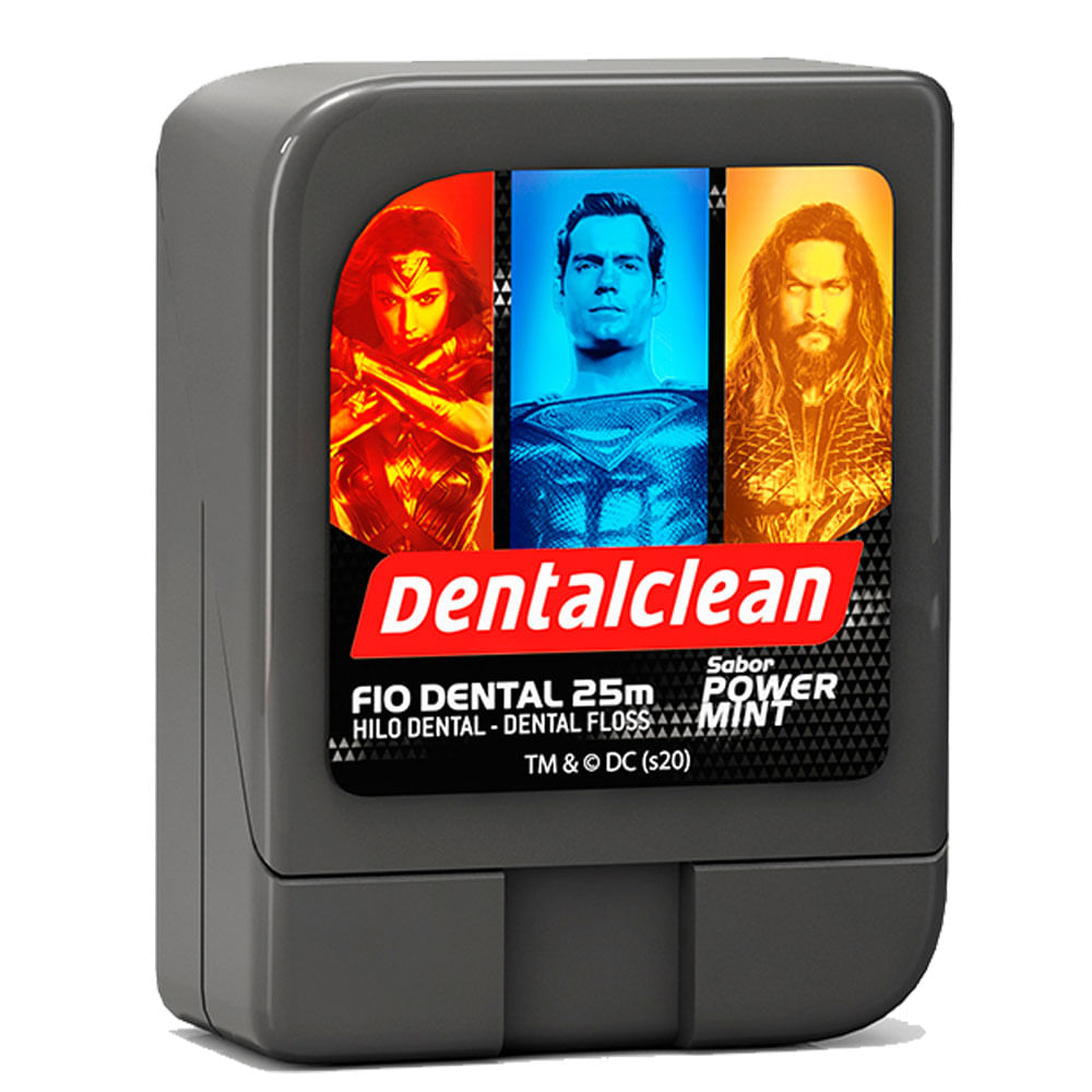 Encontraproduto.com.br - Kit Dentalclean premium Liga da Justiça ou Mulher Maravilha com 1 Escova de dente + 1 Fio dental de 25m + 1 Gel dental com 50g