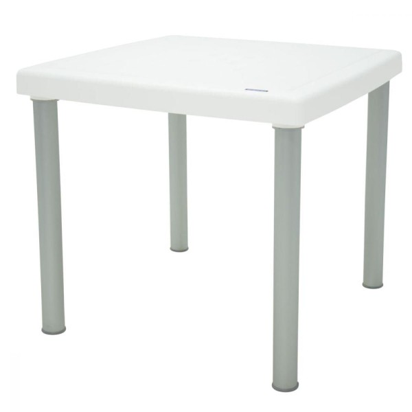 Encontraproduto.com.br - Mesa Tramontina Mona 80 cm em Polipropileno Branco com Pernas de Alumínio Anodizado