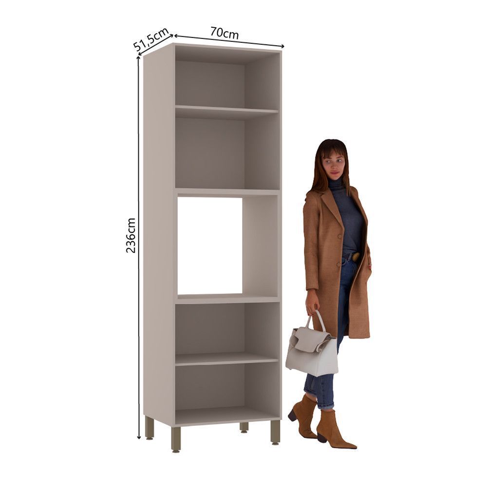 Encontraproduto.com.br - Paneleiro Torre Quente 70cm 4 Portas Stylo Luciane Móveis Cinammon