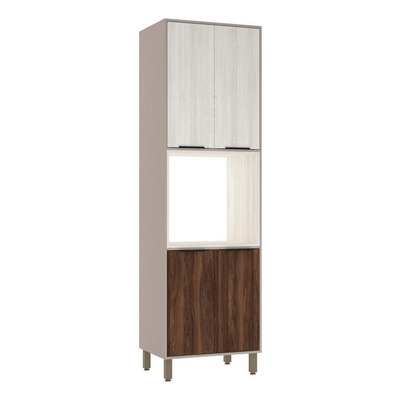 Encontraproduto.com.br - Paneleiro Torre Quente 70cm 4 Portas Stylo Luciane Móveis Cinammon-teka ártico-escarlate