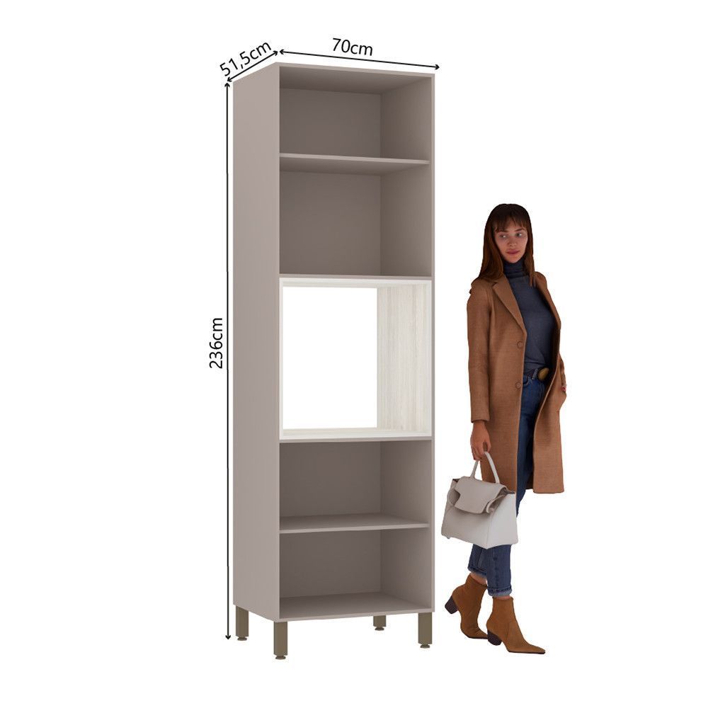 Encontraproduto.com.br - Paneleiro Torre Quente 70cm 4 Portas Stylo Luciane Móveis Cinammon-teka ártico-escarlate