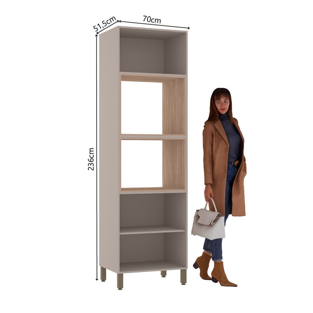 Encontraproduto.com.br - Paneleiro Torre Quente 70cm 4 Portas Stylo Luciane Móveis Cinammon-cumaru