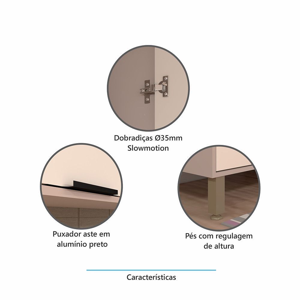 Encontraproduto.com.br - Paneleiro Torre Quente 70cm 4 Portas Stylo Luciane Móveis Cinammon