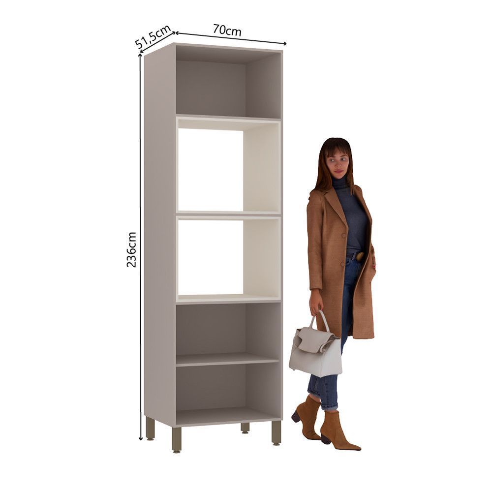 Encontraproduto.com.br - Paneleiro Torre Quente 70cm 4 Portas Stylo Luciane Móveis Cinammon-beige-escarlate