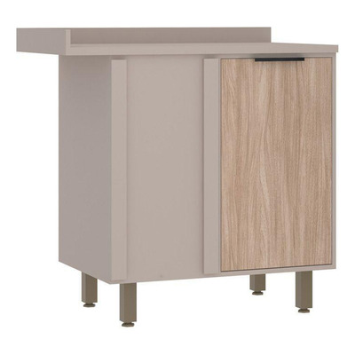 Encontraproduto.com.br - Balcão Canto Reto 95cm 1 Porta Com Tampo Stylo Luciane Móveis Cinammon-cumaru