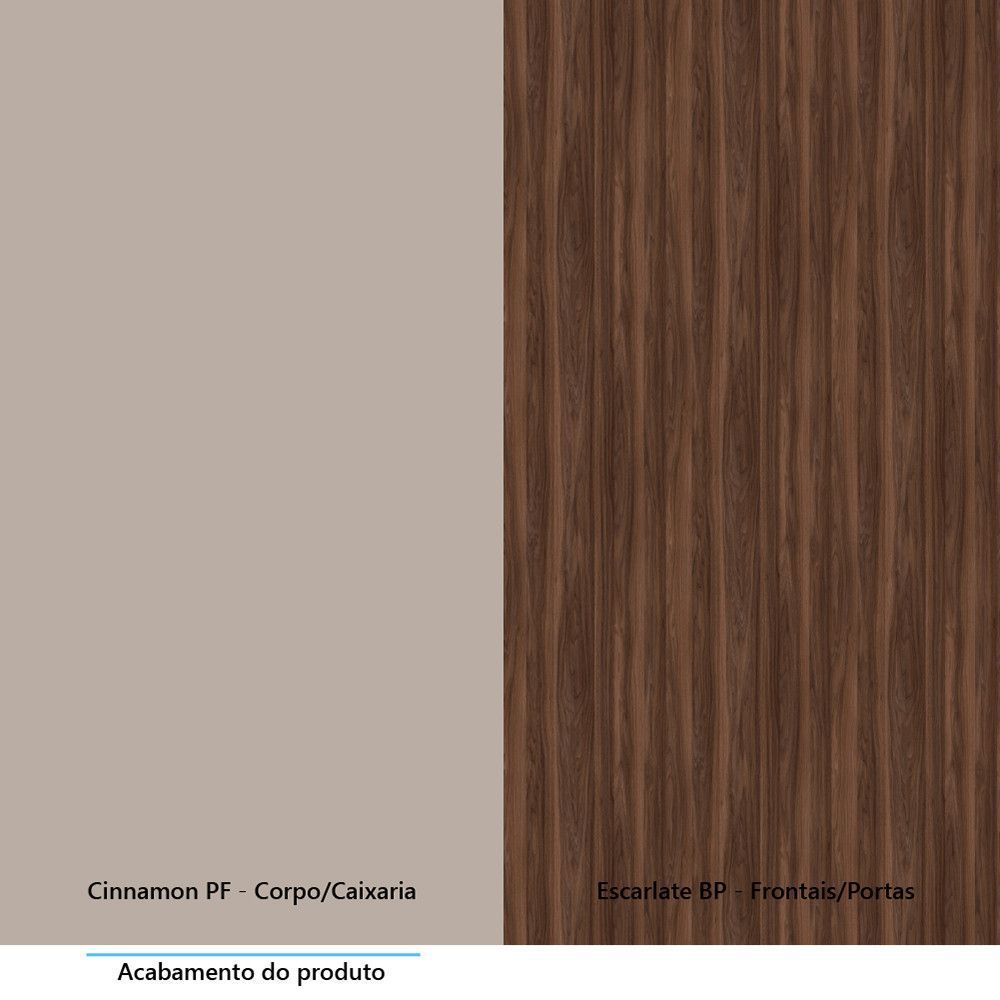 Encontraproduto.com.br - Balcão Canto Reto 95cm 1 Porta Com Tampo Stylo Luciane Móveis Cinammon-escarlate