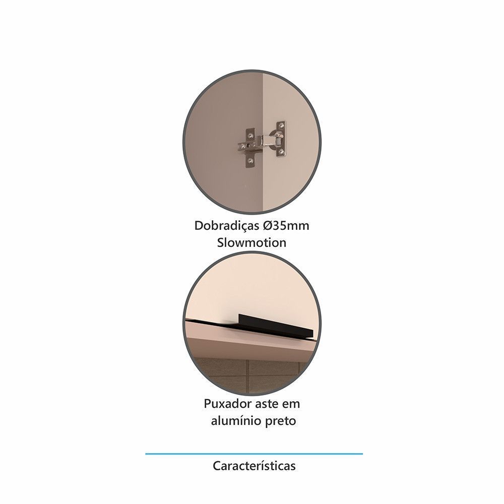 Encontraproduto.com.br - Armário Aéreo 60cm 2 Portas Stylo Luciane Móveis Cinammon