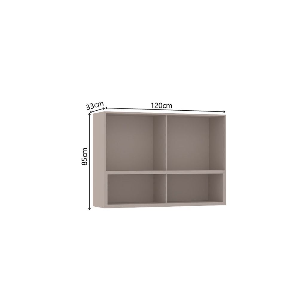 Encontraproduto.com.br - Armário Aéreo 120cm 2 Portas Com Vidro Reflecta Stylo Luciane Móveis Cinammon