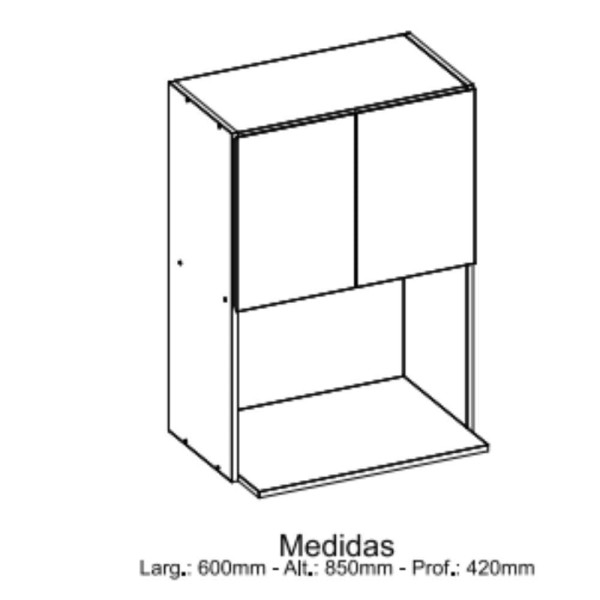 Encontraproduto.com.br - Armário Aéreo Slim 2 Portas Com Nicho Para Micro Luciane Freijo