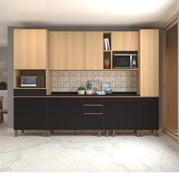 Encontraproduto.com.br - Armário Aéreo Slim 2 Portas Com Nicho Para Micro Luciane Freijo