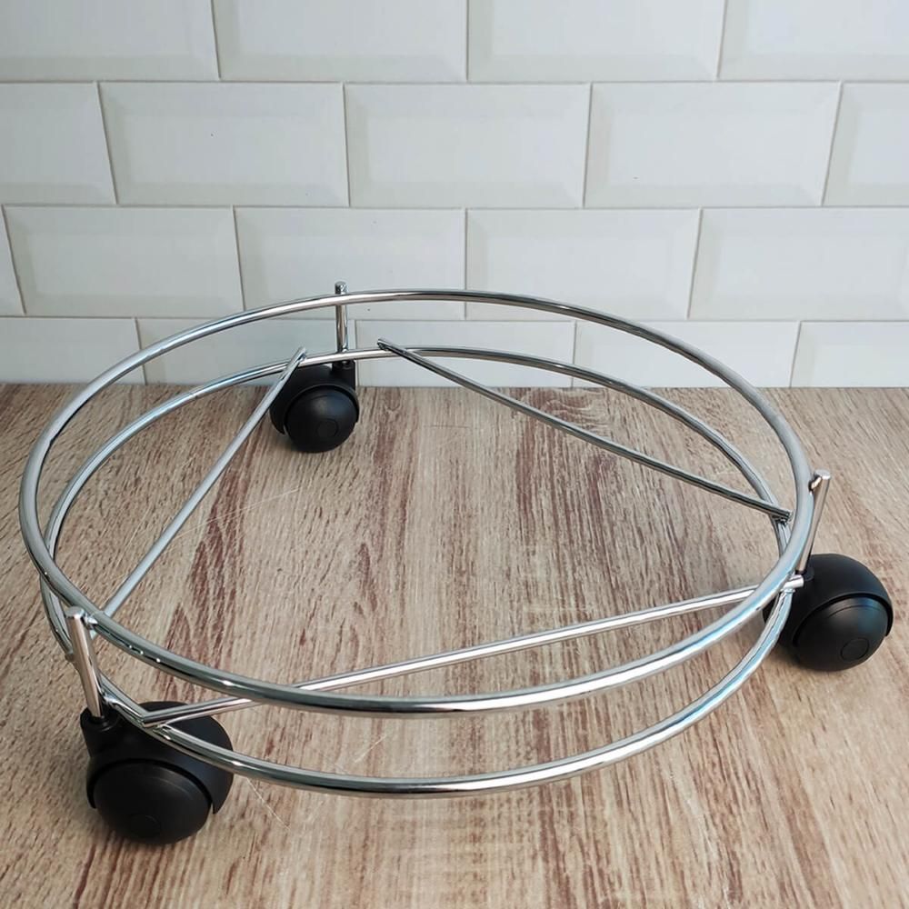 Encontraproduto.com.br - Porta Botijão De Gás Com Rodinhas Suporte Para Plantas E Lixeiras Até 40kg Lara Schmitt Cromado