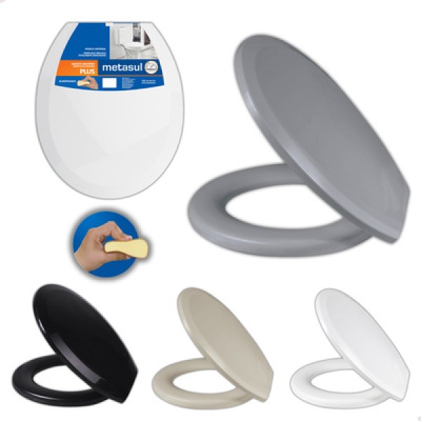 Encontraproduto.com.br - Assento Sanitario Almofadado Simples Cinza Claro Metasul