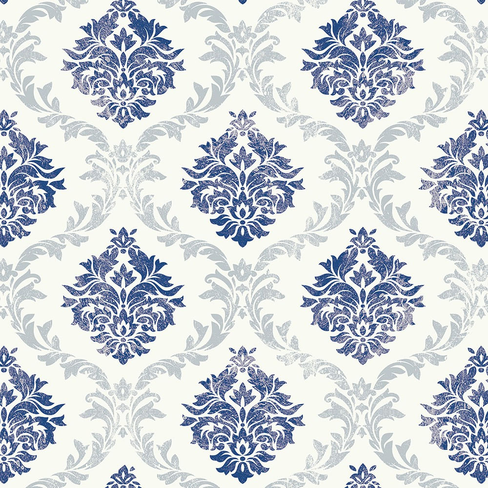Papel de Parede Bobinex 2406 Arabesco Do Tempo Azul e Cinza