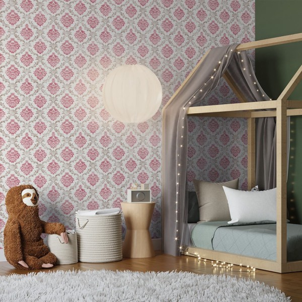 Encontraproduto.com.br - Papel de Parede Bobinex 2422 Floral Do Tempo Vermelho e Marrom