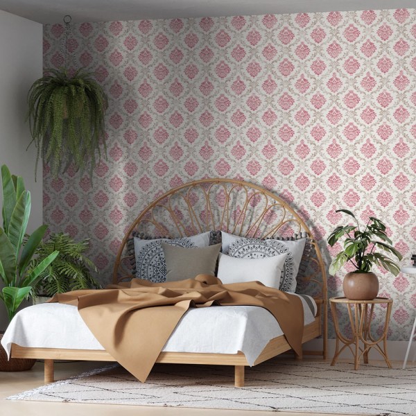 Encontraproduto.com.br - Papel de Parede Bobinex 2422 Floral Do Tempo Vermelho e Marrom