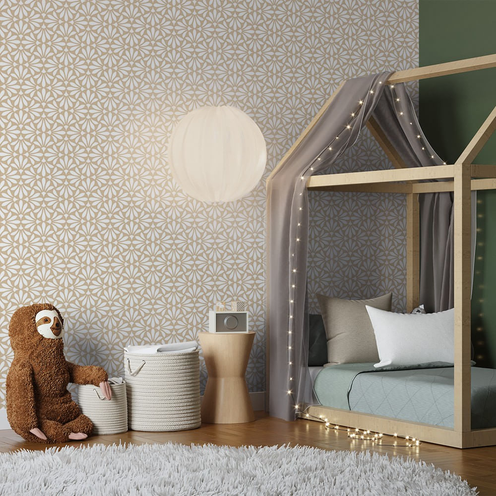 Encontraproduto.com.br - Papel de Parede Bobinex 2920 Relevo Flor Bege e Branco