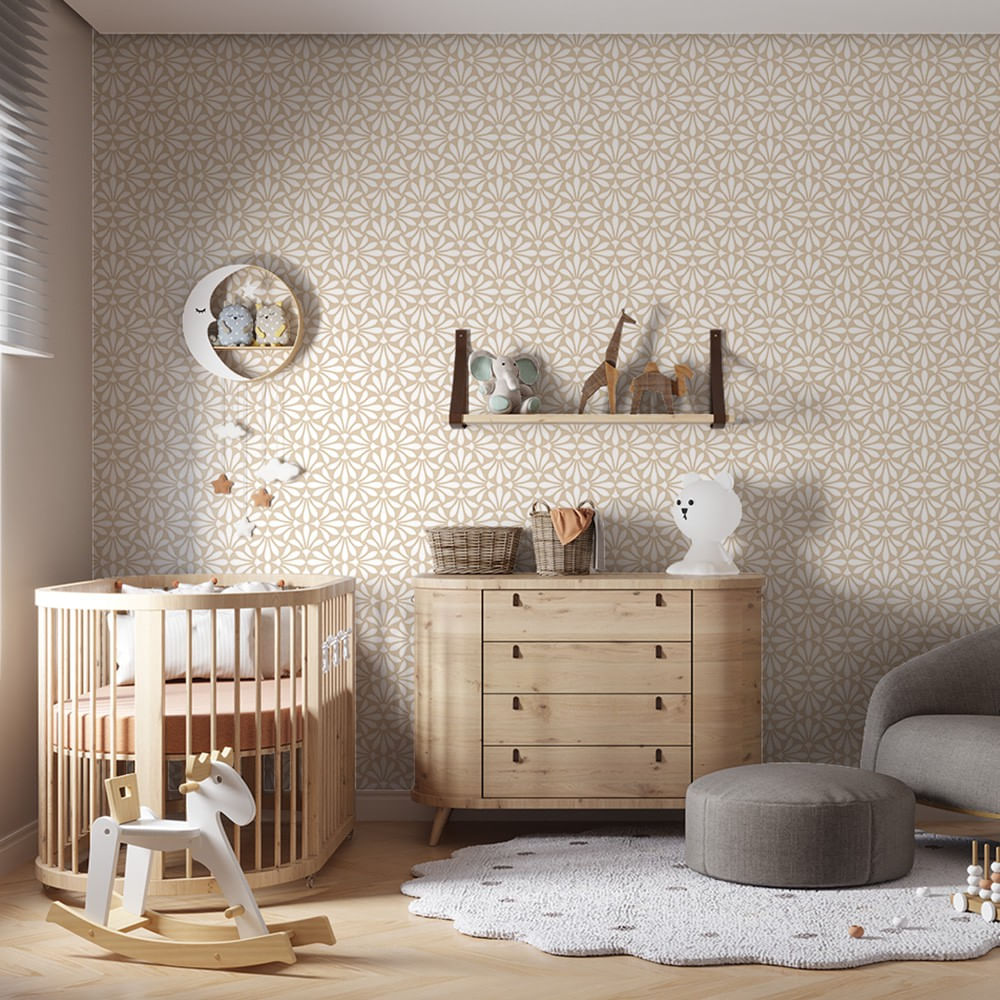 Encontraproduto.com.br - Papel de Parede Bobinex 2920 Relevo Flor Bege e Branco