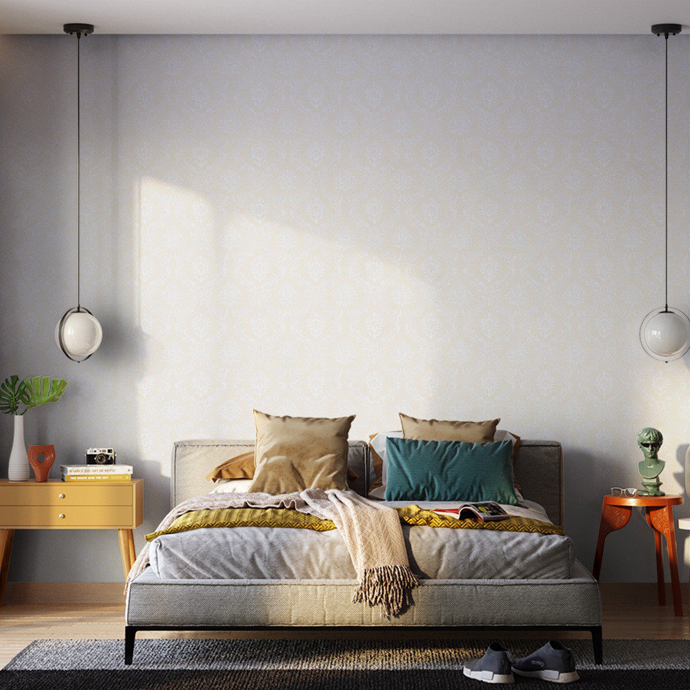 Encontraproduto.com.br - Papel De Parede Bobinex 3503 Arabesco Vazado Com Relevo Bege