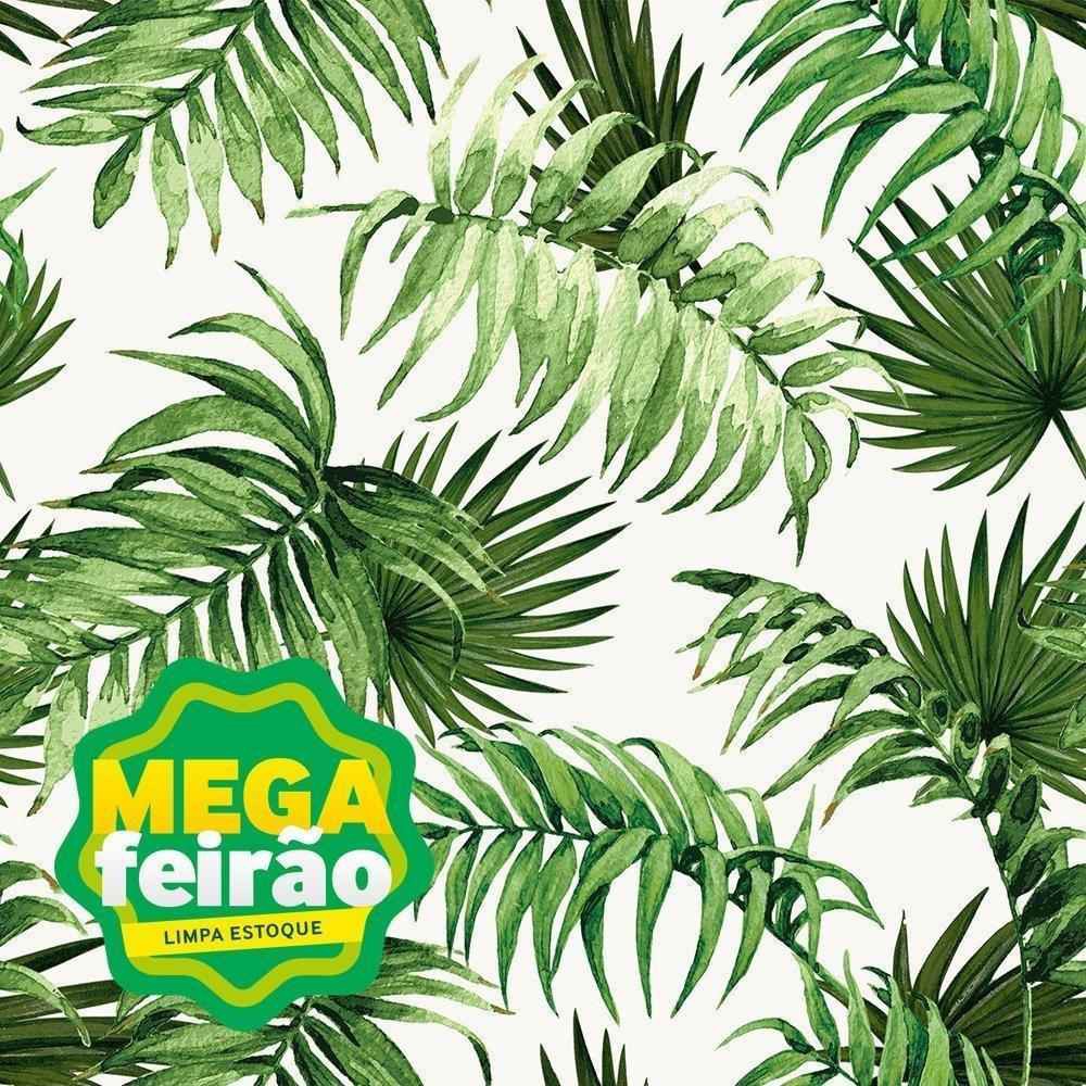 Papel de Parede Bobinex 1554 Paisagem Tropical Verde e Branco