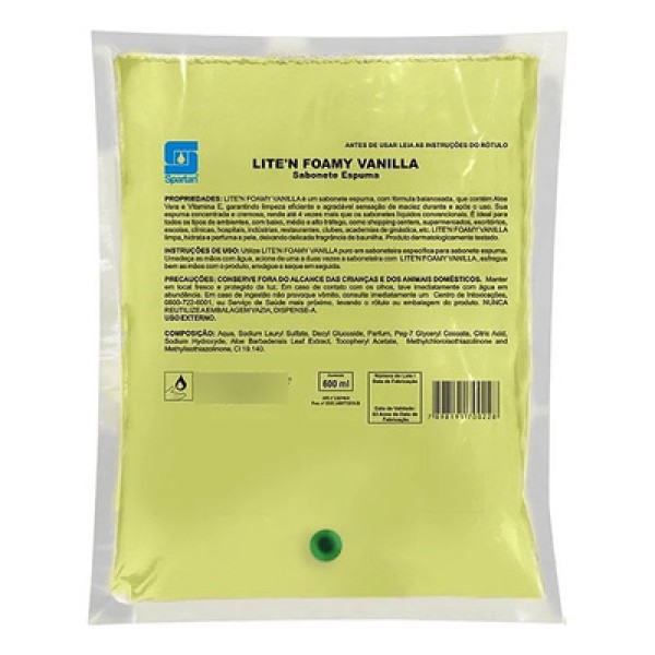 Encontraproduto.com.br - Sabonete Espuma Liten Foamy Vanilla 600ml Spartan