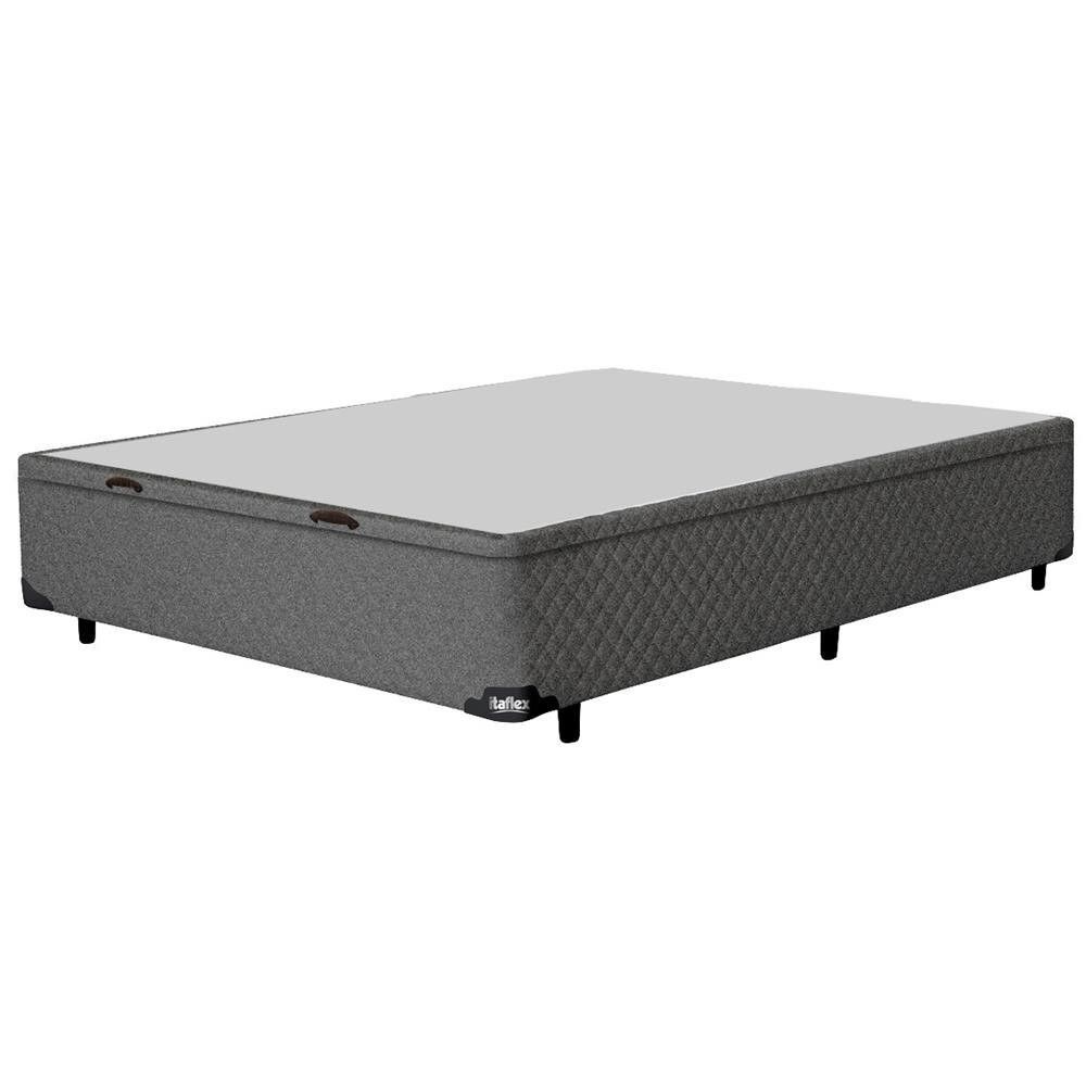 Encontraproduto.com.br - Base Box Para Colchão De Casal Universal Com Baú Itaflex Grafite Chumbo