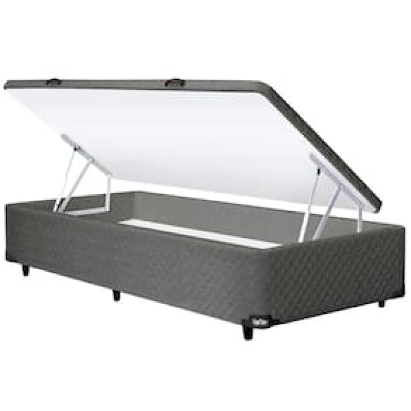 Base Box Para Colchão De Solteiro Universal Com Baú 40,5X88X188Cm Itaflex Grafite Chumbo