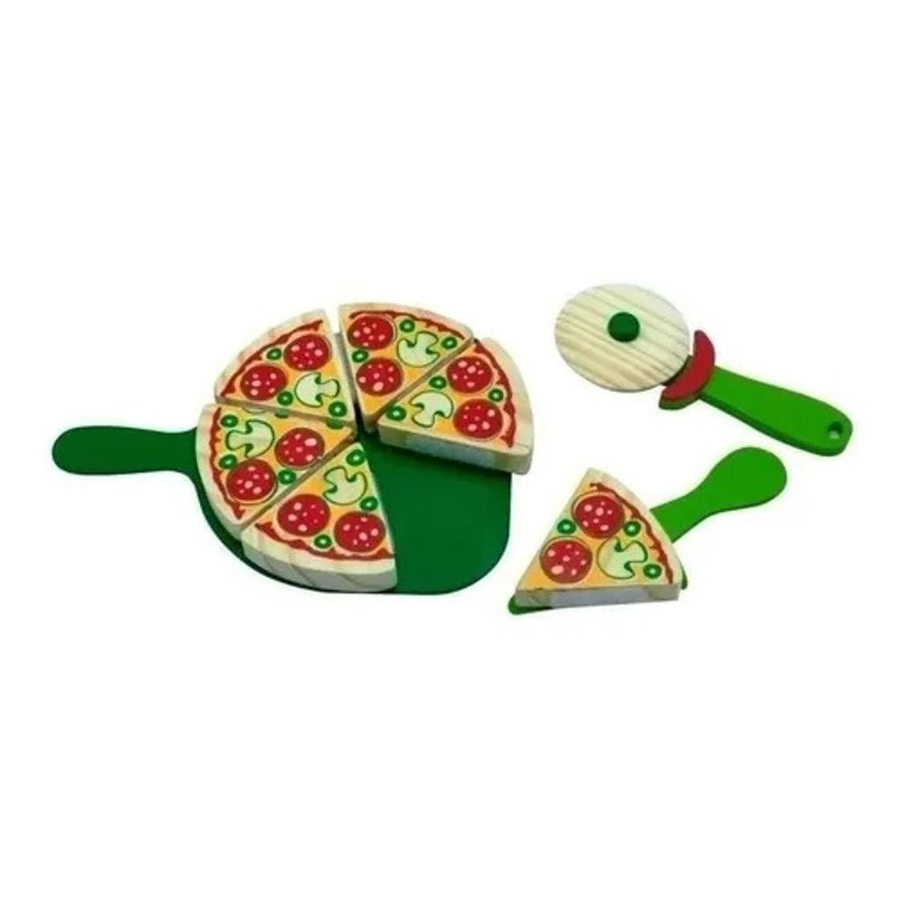 Encontraproduto.com.br - Kit Pizza Brinquedo em Madeira