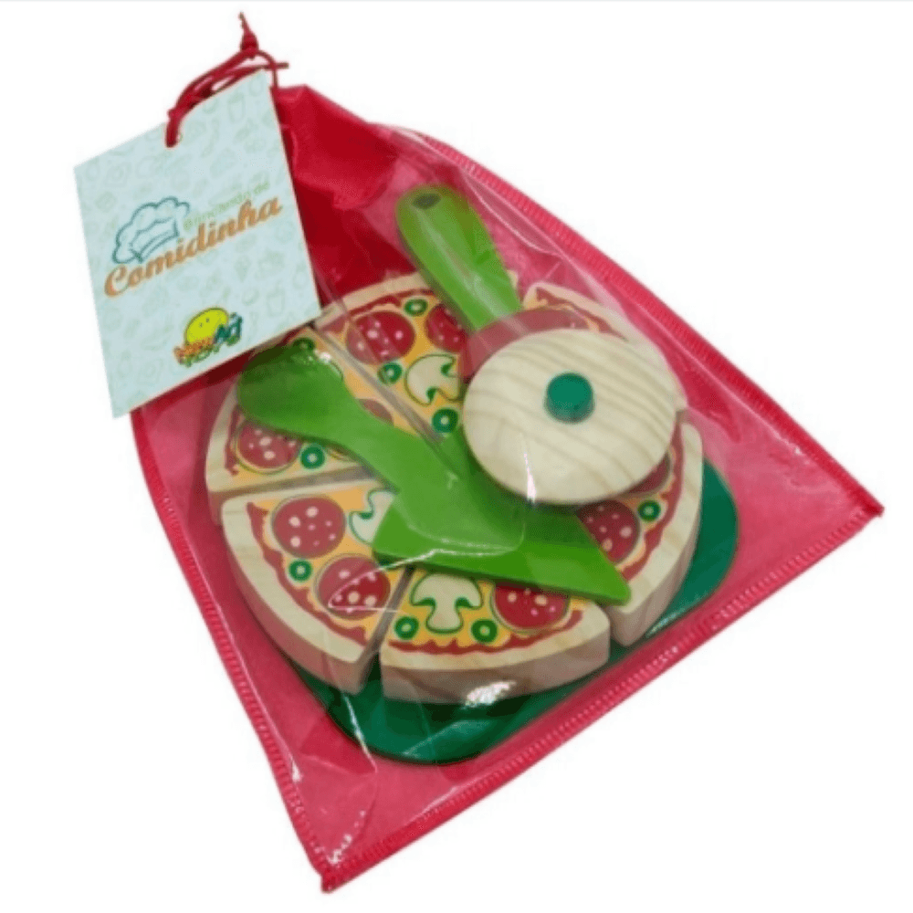 Encontraproduto.com.br - Kit Pizza Brinquedo em Madeira