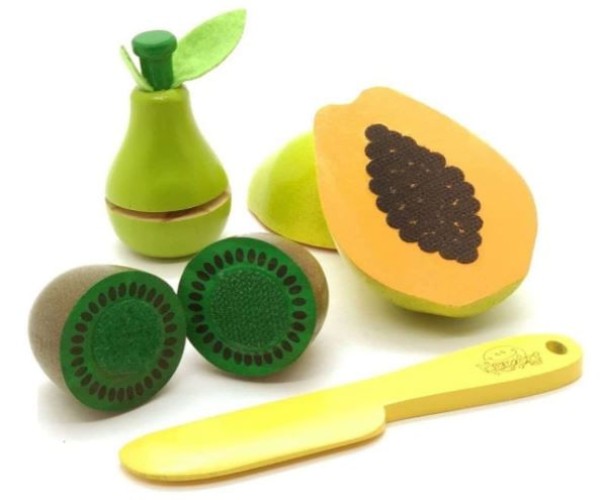 Encontraproduto.com.br - Kit Frutinhas com corte (Mamao, Pera e Kiwi) Faca - NewArt
