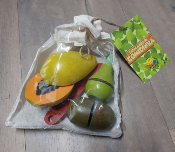 Encontraproduto.com.br - Kit Frutinhas com corte (Mamao, Pera e Kiwi) Faca - NewArt