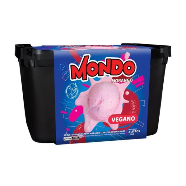 Sorvete Vegano Morango 2L Mondo