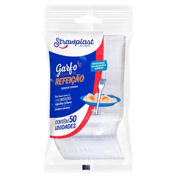 Encontraproduto.com.br - Garfo Strawplast Refeição Pacote com 50 unidades