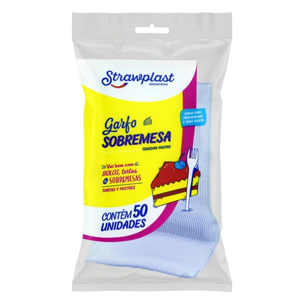 Encontraproduto.com.br - Garfo Strawplast Sobremesa Pacote com 50 unidades