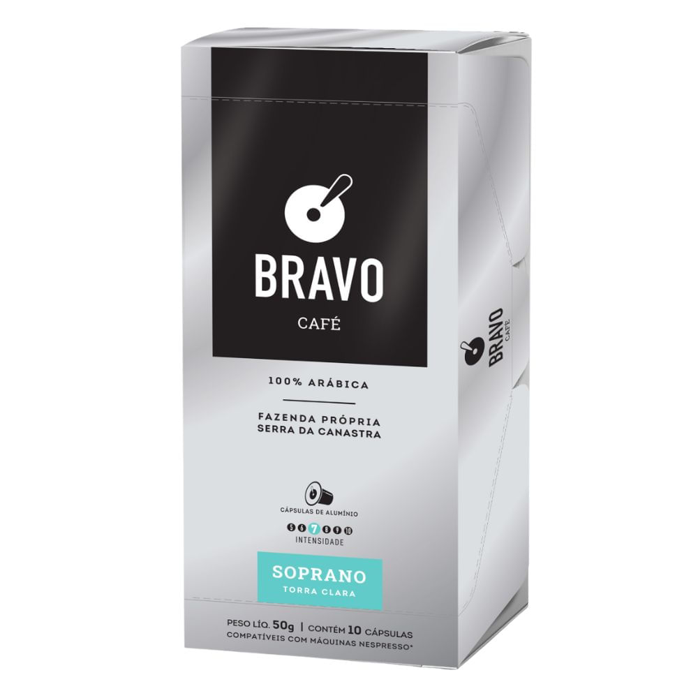 Cápsula de Café BRAVO Soprano contém 10 cápsulas Caixa 50g