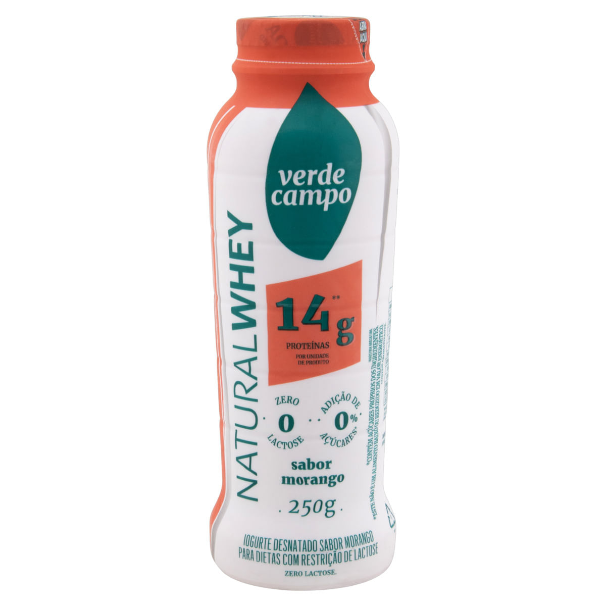 Iogurte de Morango Zero Lactose 14g Proteínas Natural Whey Verde Campo 250g