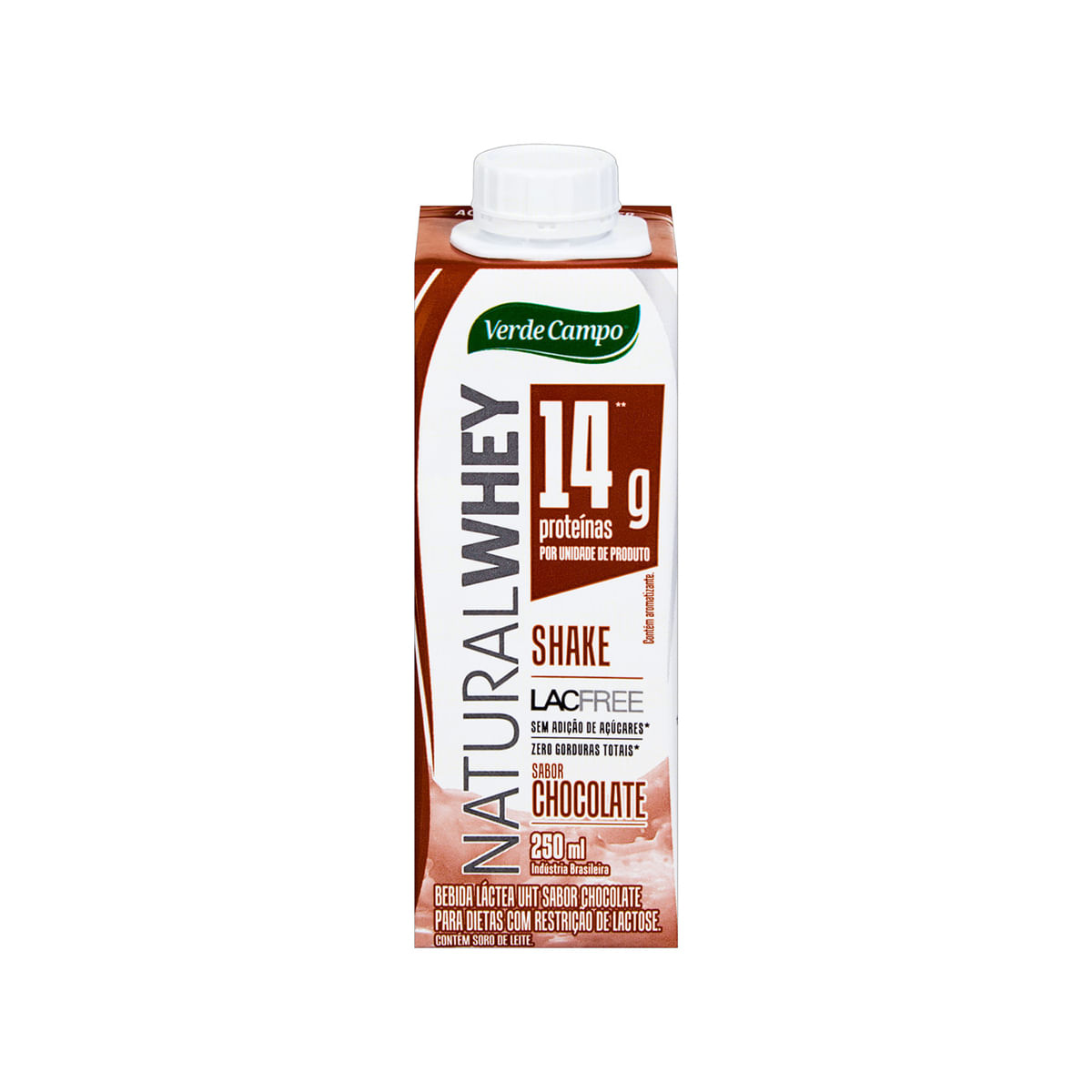 Bebida Láctea Verde Campo Natural Whey Shake Lacfree Chocolate 250ml