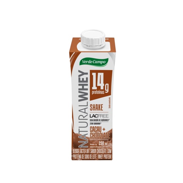 Encontraproduto.com.br - Bebida Láctea Verde Campo Natural Whey Shake Lacfree Chocolate 250ml