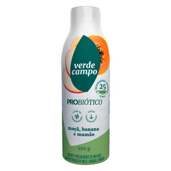 Encontraproduto.com.br - Iogurte Probiótico Verde Campo Maça Banana Mamão 500g