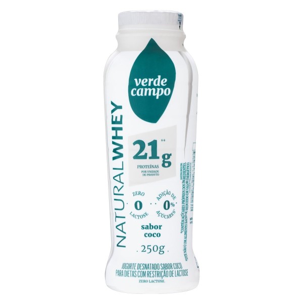 Encontraproduto.com.br - Iogurte de Coco Zero Lactose Natural Whey 21g Proteínas Verde Campo 250g