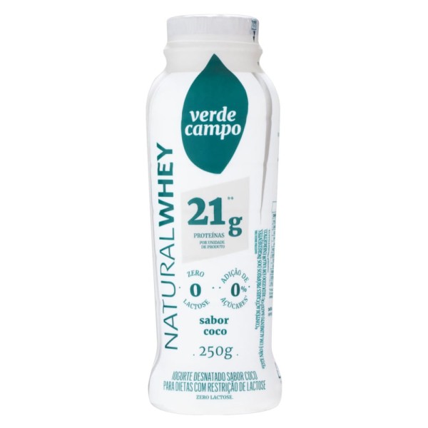 Encontraproduto.com.br - Iogurte de Coco Zero Lactose Natural Whey 21g Proteínas Verde Campo 250g