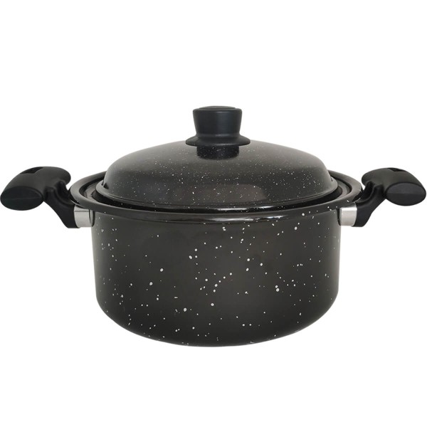 Encontraproduto.com.br - Panela Esmaltada Preta com Tampa  Bojuda Caçarola 3,2L  Com Alças  Esmaltados Silva