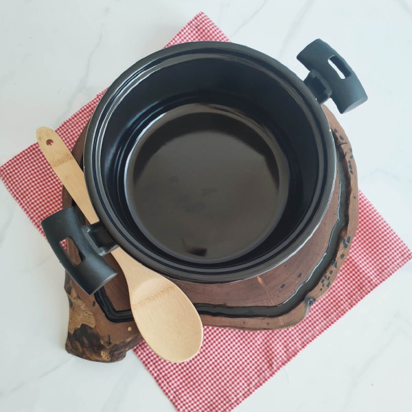 Encontraproduto.com.br - Panela Esmaltada Preta com Tampa  Bojuda Caçarola 3,2L  Com Alças  Esmaltados Silva