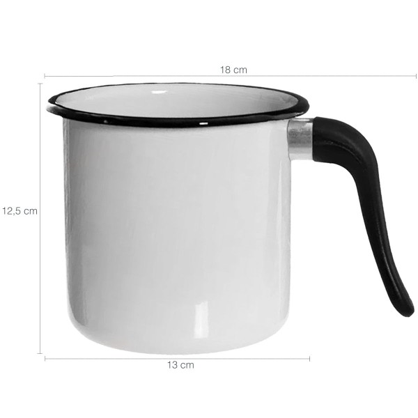 Encontraproduto.com.br - Conjunto Panela Esmaltada Ágata 1L e Leiteira 1,5L com cabos em Nylon Esmaltados Silva Branco