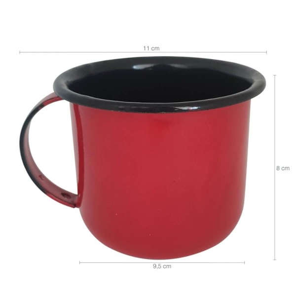 Encontraproduto.com.br - Caneca Esmaltada ágata Xícara Com Alça Vermelha 350ml N8 Esmaltados Silva